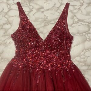Gianni Binni Bejeweled Dress in Red